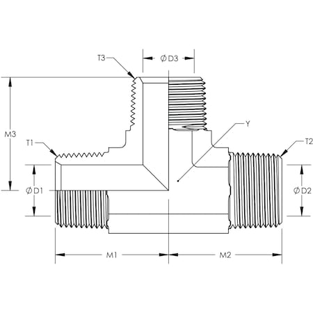 World Wide Fittings Male Pipe Tee Stainless Steel 5600X04X04X04SS